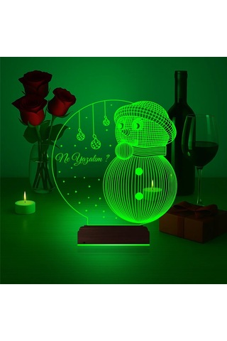 Luvivia Kardan Adam Yılbaşı Hediyesi Kişiye Özel 3d Lamba - Masa Gece Lambası V2