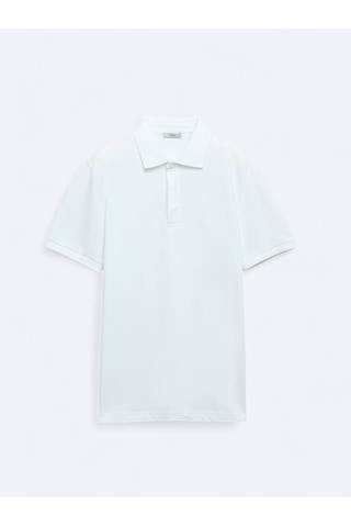 Kip Beyaz Düz Polo Yaka %100 Pamuk T-shirt Beyaz Kip Beyaz Düz Polo Yaka %100 Pamuk T-shirt Beyaz