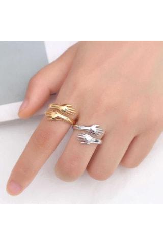 Casera's Gümüş Gold Sarılan Eller Yüzük Csr2183225 Gümüş