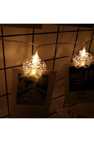 Dekor Düğün Işıkları Pilli Kar Tanesi Mandal Led Işık Gün Işığı Led Işık Snowflake Clips String Led Gün Işığı