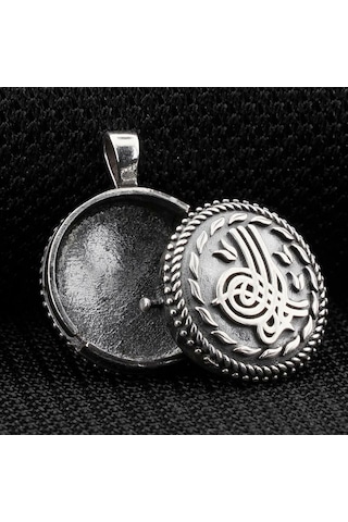 Takılingo 925 Ayar Gümüş Çift Taraflı Osmanlı Tuğralı Açılabilir Erkek Kolye Gümüş