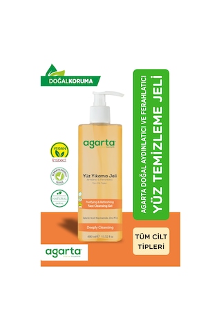 Agarta Doğal Arındırıcı ve Ferahlatıcı Yüz Yıkama Jeli 400 ML