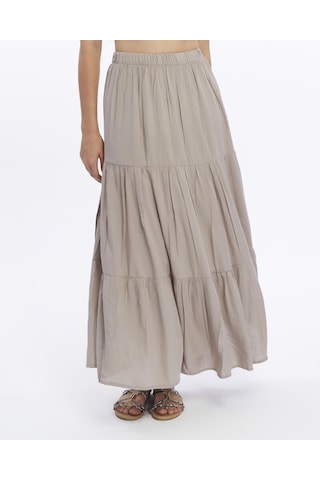 Nora Uzun Etek-3228 Vizon