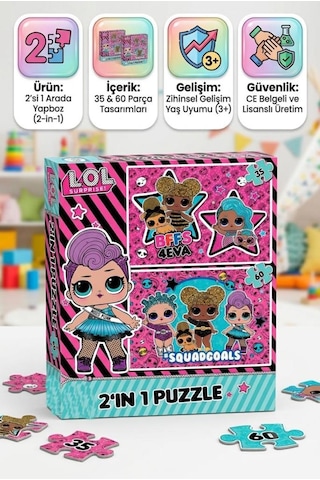 Lol Surprise 2 Si 1 Arada Yapboz 35 Ve 60 Parça Zihinsel Gelişimi Destekleyen Eğitici Çocuk Puzzle