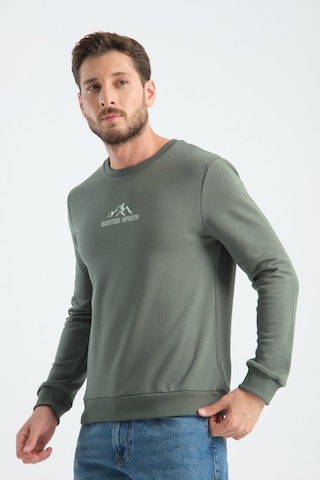 Shooter Sportwear Ribey Tekstil İth.ihr.san.tic.ltd.şti Erkek Üç İplik Sweatshirt Şardonsuz Pamuklu Regular Fit Bisiklet Yaka Spor Sweat Haki