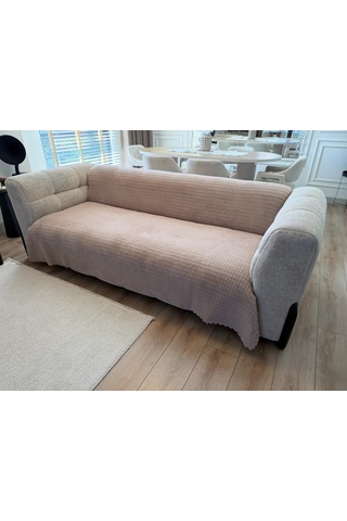 Kare Desen Süngerli Wellsoft Koltuk Örtüsü 170x215 Cm Bej