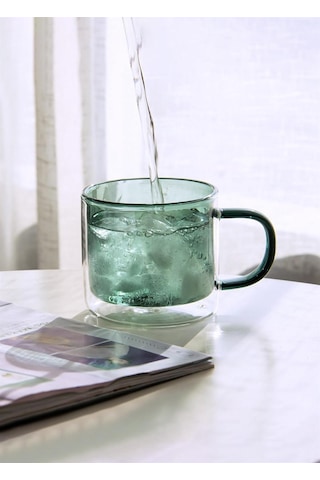 Cam Çift Cidarlı Kupa Yeşil 250ml Cam0321