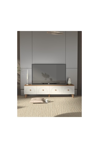 Bohem Tarz 180 Cm 4 Kapaklı Mdf Kapak Tv Ünitesi Ceviz