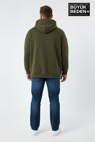 Süperlife Erkek Büyük Beden Brooklyn 1970 Baskılı Kapüşonlu İnce Sweatshirt Spr26bsw964 Haki