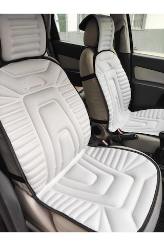 2,li Oto Koltuk Kılıfı Minder Alkantra Kumaş Gri Renk Slikon Direksiyon Kılıfı