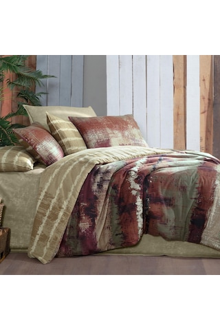 Mondrian King Size Battal Boy %100 Pamuk Flanel Pazen Nevresim Takımı Bej Bej