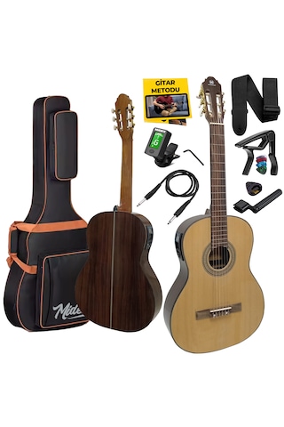 Maxword X50-EQ Ekolayzerli Profesyonel Elektro Klasik Gitar Seti Natural El Yapımı