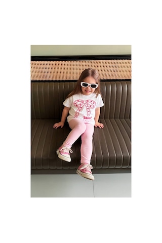 Poala Kids Fiyonklu Taytlı Takım Pembe