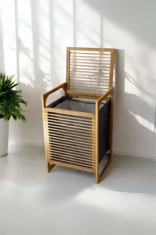 Büro Ev Ofis Dekoru İçin 40x35x60cm Ahşap Bambu Kirli Çamaşır Sepeti Diğer