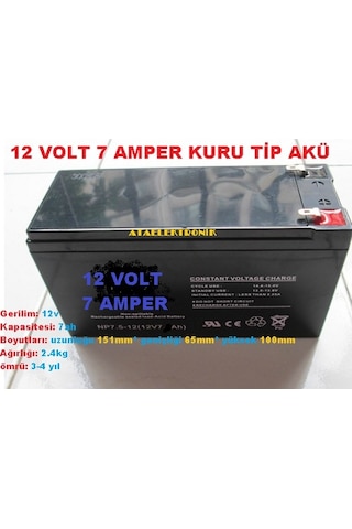 12 Volt 7 Amper 12V 7Ah Akü Güvenlik Alarm Ups Aküsü Pili