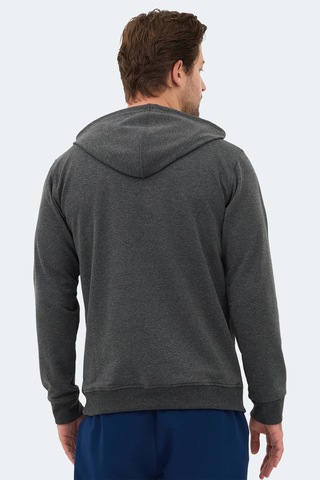 Slazenger Ozzy In Erkek Kanguru Cepli Kapüşonlu Koyu Gri Sweatshırt Koyu Gri