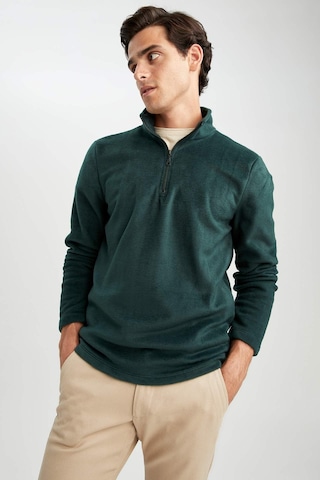 DeFacto Yeşil Tüylenme Yapmayan Soğuk Geçirmez Regular Fit Dik Yaka Fermuarlı Polar Sweatshirt Y3996AZNSGN245