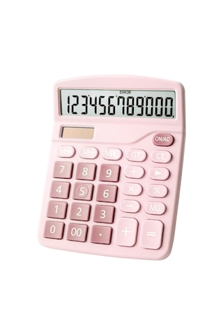 Singree Mavi, Pembe Veya Siyah Renk Seçenekli, Büyük Lcd Ekranlı, Pil Ve Güneş Enerjili Taşınabilir Hesap Makinesi Pembe