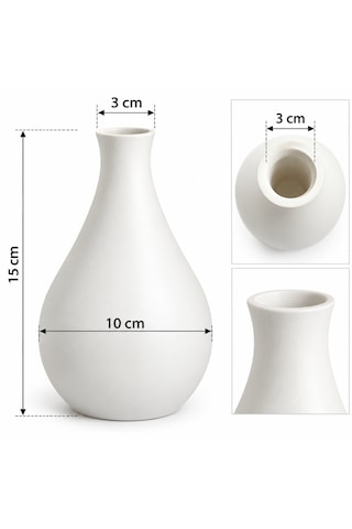Beyaz Dekoratif Vazo El Yapımı Dekoratif Vazo 15 Cm