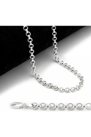 925 Ayar Gümüş Yuvarlak Model Unisex Doc Zincir Kolye 4 Mm
