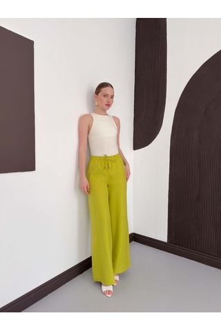 Verymoda Keten Pantolon D2381 Fıstık Yeşili