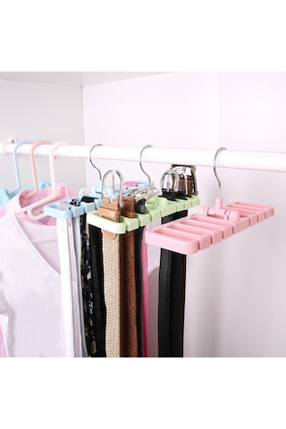 Dolap Saklama Rafı Kravat Kemer Eşarp Düzenleyici Yer Tasarrufu Sağlayan Döner Askı Tutucu Arı Pembe