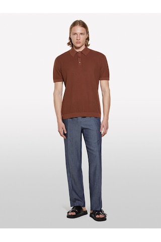 %100 Pamuk Triko Polo T-shirt Erkek Kahverengi Polo - 325p1094s300m Kahverengi