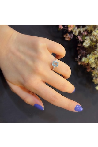 Stela Akuamarin Baget Gümüş Yüzük