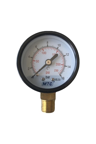 Mtc Manometre 0-16 Bar / 63 MM / G1/4"  ALTtan Bağlantı Kuru Tip