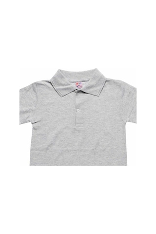 Salar Ticaret A.L.M Kids Unisex Kısa Kollu Polo Yaka Gri Okul Tişörtü 5-17 Yaş Gri