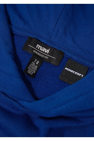 Mavi - Minecraft Baskılı Kapüşonlu Mavi Sweatshirt 6s10180-70907 Mavi