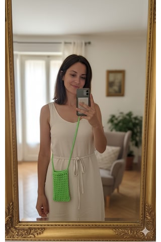 Artepieza El Yapımı Yeşil Örgü Telefon Çantası, Handmade Tasarım Çanta-el Örgüsü Kadın Mini Çanta 18 10 Yeşil