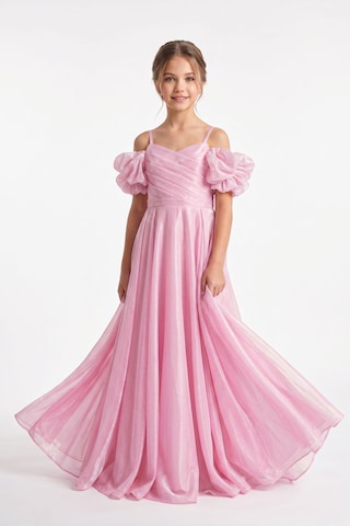 Mnk Baby & Kids Linos Kız Çocuk Saten Abiye Elbise M00838 Pembe