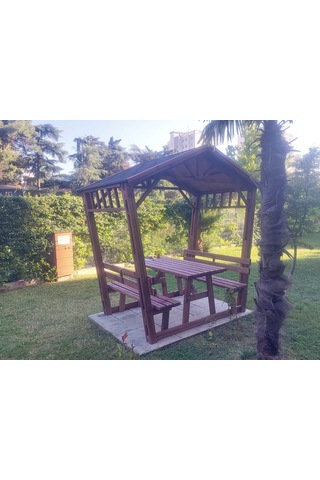 Çatılı Bank Çardak Pergola P47 Maun