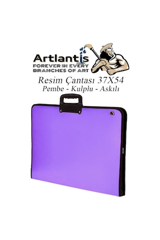 Lila Resim Çantası Fermuarlı Kulplu 37x54 Cm 1 Adet Teknik Resim Dosya Çantası 35x50 Cm Askılı Proje Çantası Okul Sınıf