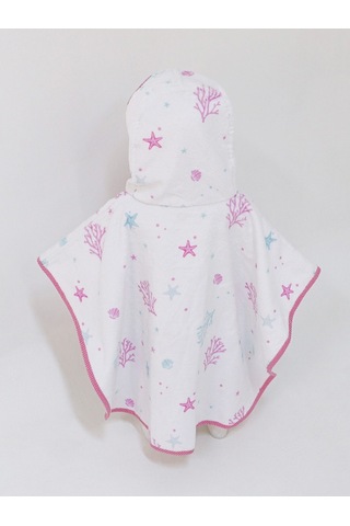 Airycot Denizkızı Desenli Çocuk Panço Havlu Beyaz