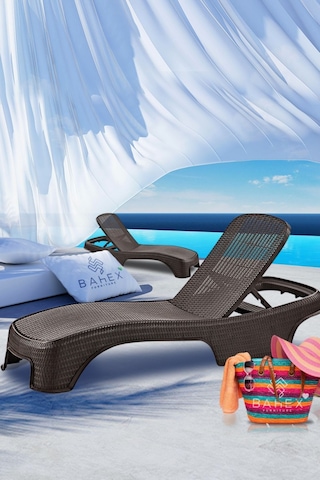 Brezza Royal Rattan Şezlong Lüx Havuz & Plaj Şezlongu 3 Kademeli Antrasit