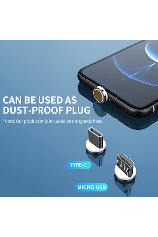 Youmex 2m Uzunlukta Micro Usb Arayüzlü 2.4a Hızlı Şarj Magnetik Kablosu, Toz Tıkacı Fonksiyonu, Gümüş Renk, Nilon Örgü