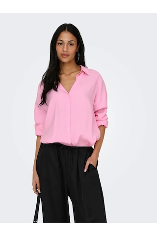 Only Onlzazima L/s Loose Wvn Noos Kadın Gömlek 15272523 Pembe