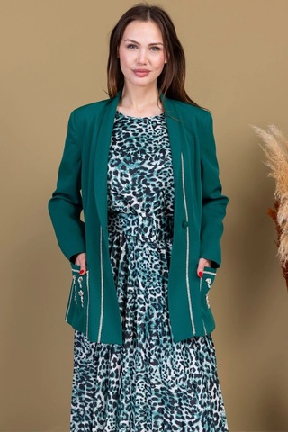 Leopar Desenli Ceketli Üçlü Takım 4715-zümrüt Yeşili Zümrüt Yeşili