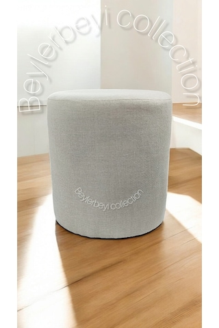 Puf ,krem Keten Kumaş ,makyaj Pufu Puf Sandalye Ayak Uzatma Pufu 45 Cm Yükseklik Ekrubb