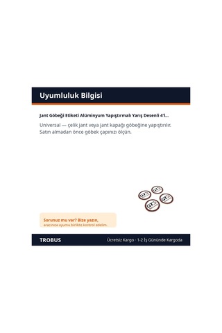 Trobus Jant Göbeği Etiketi Alüminyum Yapıştırmalı Yarış Desenli 4'lü 55 Mm