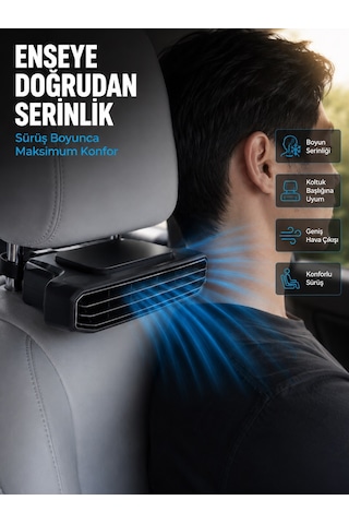 Araç Koltuğu İçin 5 Hız Kademeli Soğutucu Fan Aroma Hazneli Usb-c Şarjlı - Lisinya
