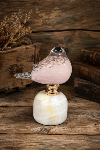 Tamamen El İşçiliği Ve Üfle İle Yapılmış 17 Cm Boyutlarında Pembe Kuş Figürü .