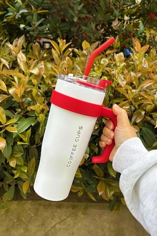 304 L Çelik 1,2 L Beyaz Pipetli Kamp Piknik Termos Cin909by Çok Renkli