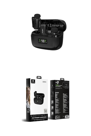 Lenyes Lm206 Led Göstergeli Lightning Portlu Kablosuz Yaka Mikrofonu Siyah