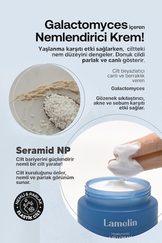Lamelin Hyalüronik Asit İçeren Nemlendirici Bakım Kremi Lamelin Hyaluronic 4 in 1 Cream 100 ML