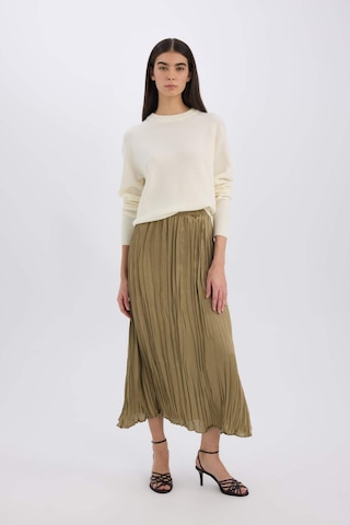 DeFacto A Kesim Yüksek Bel Saten Midi Etek E3348AX24WNGN320 Yeşil