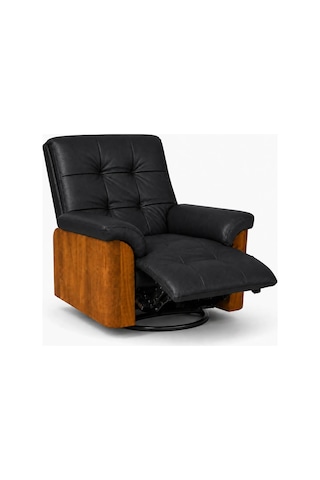 Smarto Relax Berlin Elektrikli Döner Sallanan Tv Koltuğu Kontrol Panelli Ergonomik Kırmızı Deri Baba Koltuğu Siyah