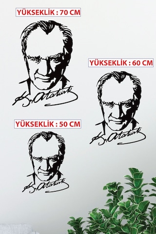 Gowpenart Atatürk İmzalı Portre Siyah Metal Duvar Tablosu
